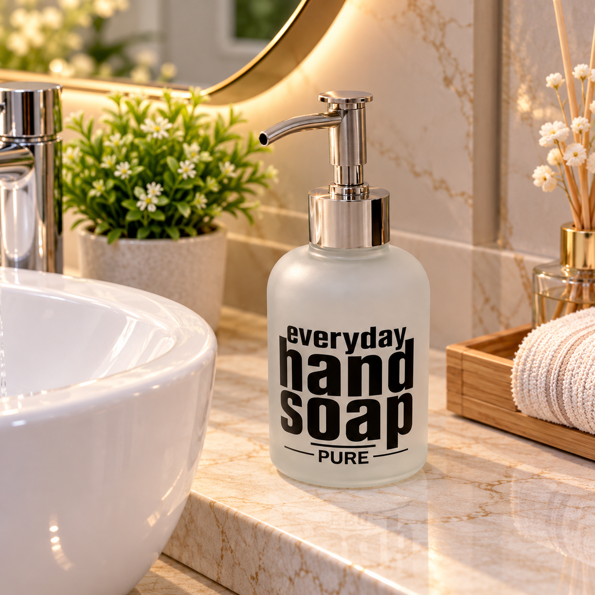 EVERYDAY HAND SOAP FROSTED GLASS LIQUID SOAP DISPENSER