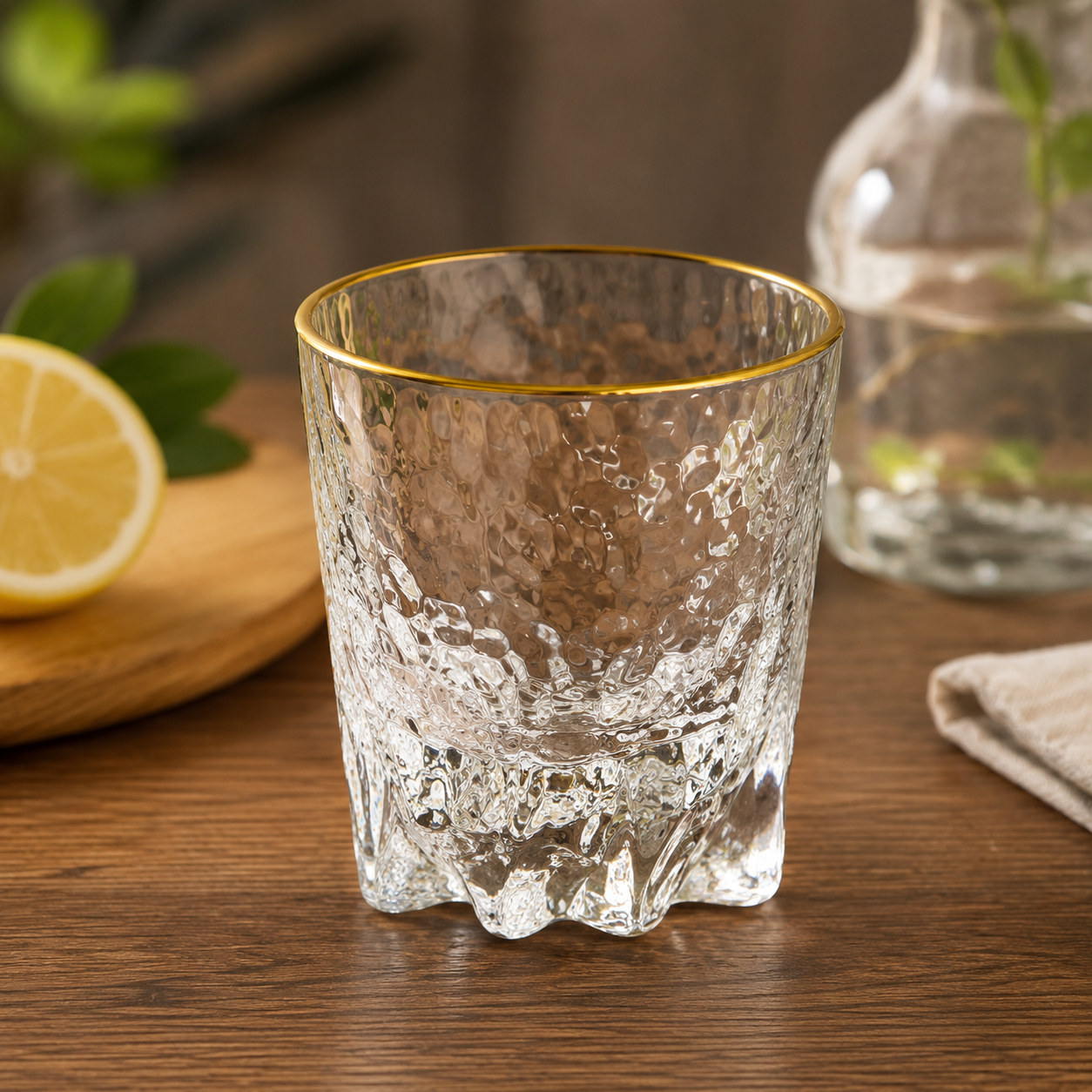 GOLD RIM CRYSTAL GLASS TUMBLER