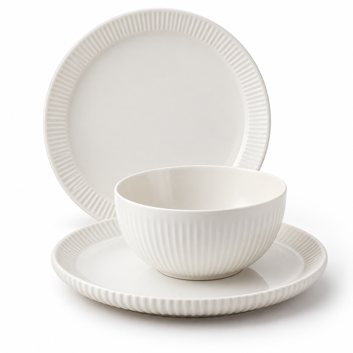 Danny Home 12 Piece Ribbed Tableware Set