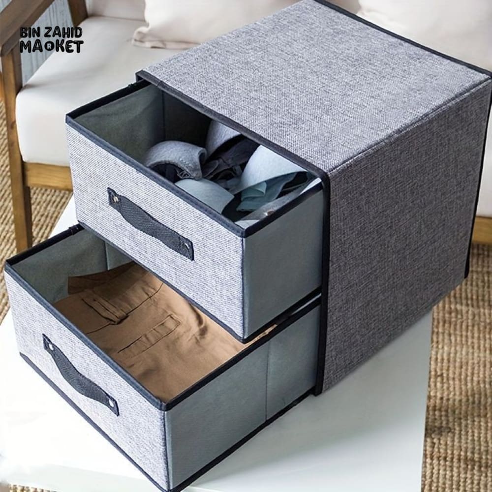 2X DRAWERS FABRIC STORAGE BOX