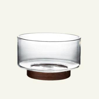 MODERN GLASS BOWL WITH PREMIUM WOODEN BASE