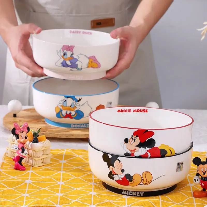 DISNEY MICKEY & MINNIE CERAMIC BOWL SET CUTE NOODLE BOWLS FOR HOME USE