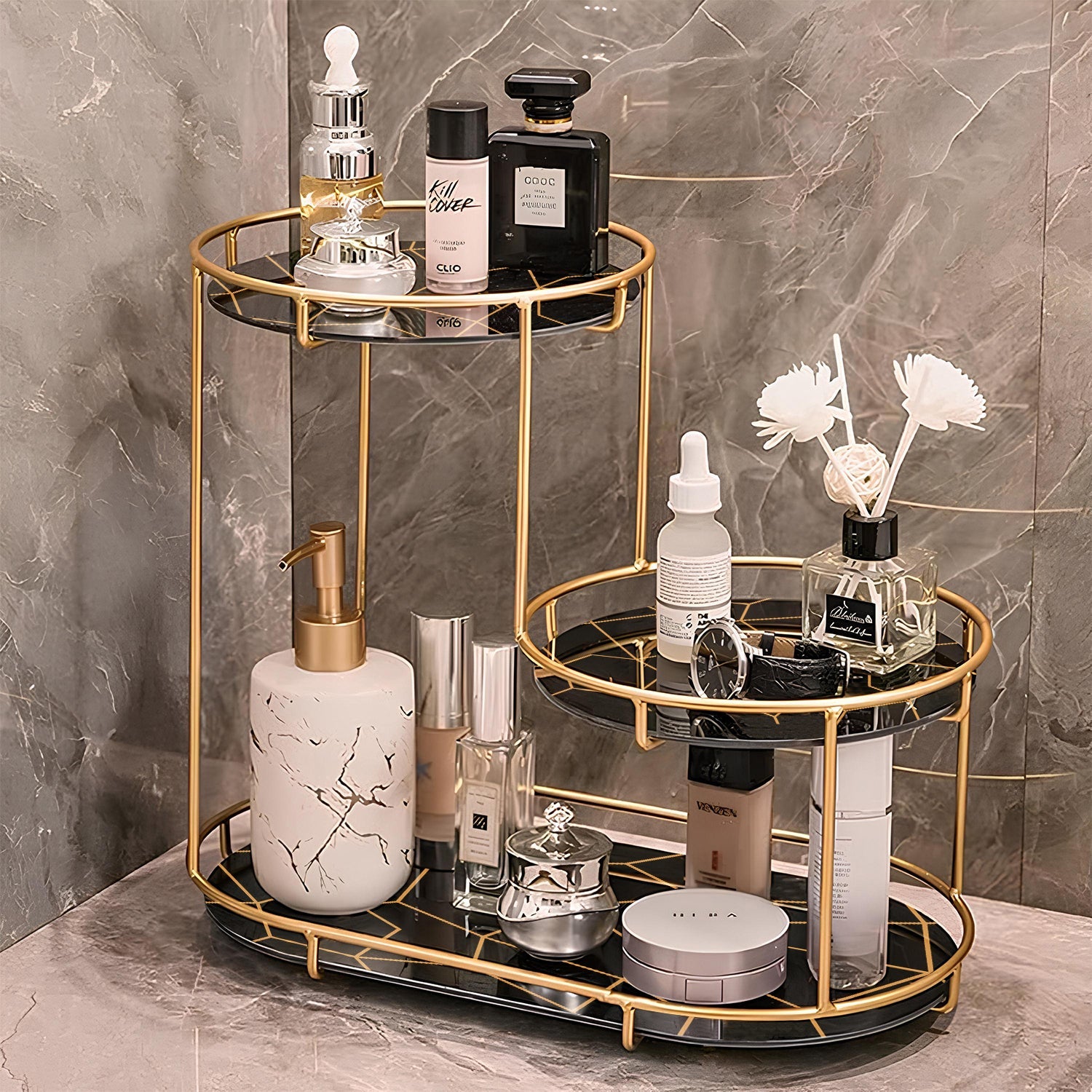 3-Tier Golden Vanity Stand by Matrix