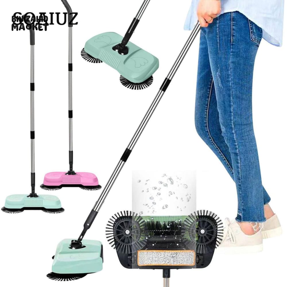 3-IN-1 MAGIC BROOM MOP – HAND PUSH FLOOR SWEEPER DUST COLLECTOR & WET CLEANER