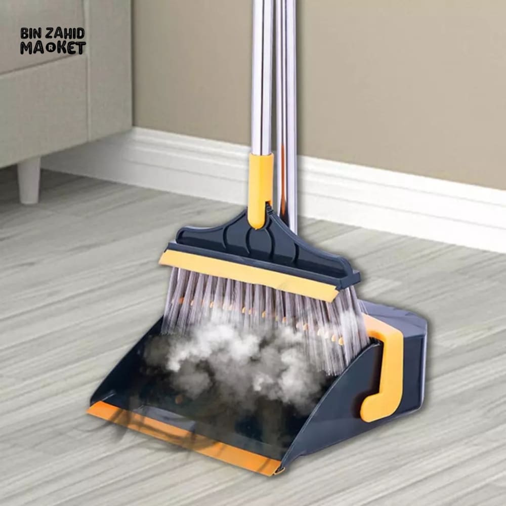 3-IN-1 ROTATING FOLDABLE MAGNETIC BROOM AND DUSTPAN SET – THICK BRISTLES FOR PET HAIR REMOVAL & HOUSE CLEANING