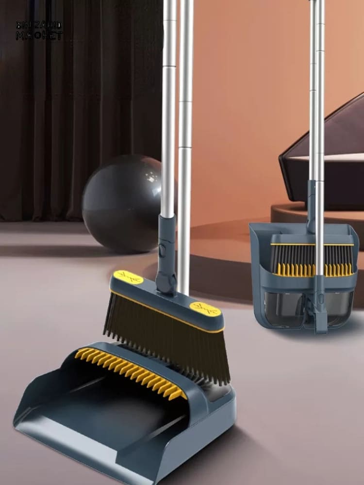 3-IN-1 ROTATING FOLDABLE MAGNETIC BROOM AND DUSTPAN SET – THICK BRISTLES FOR PET HAIR REMOVAL & HOUSE CLEANING