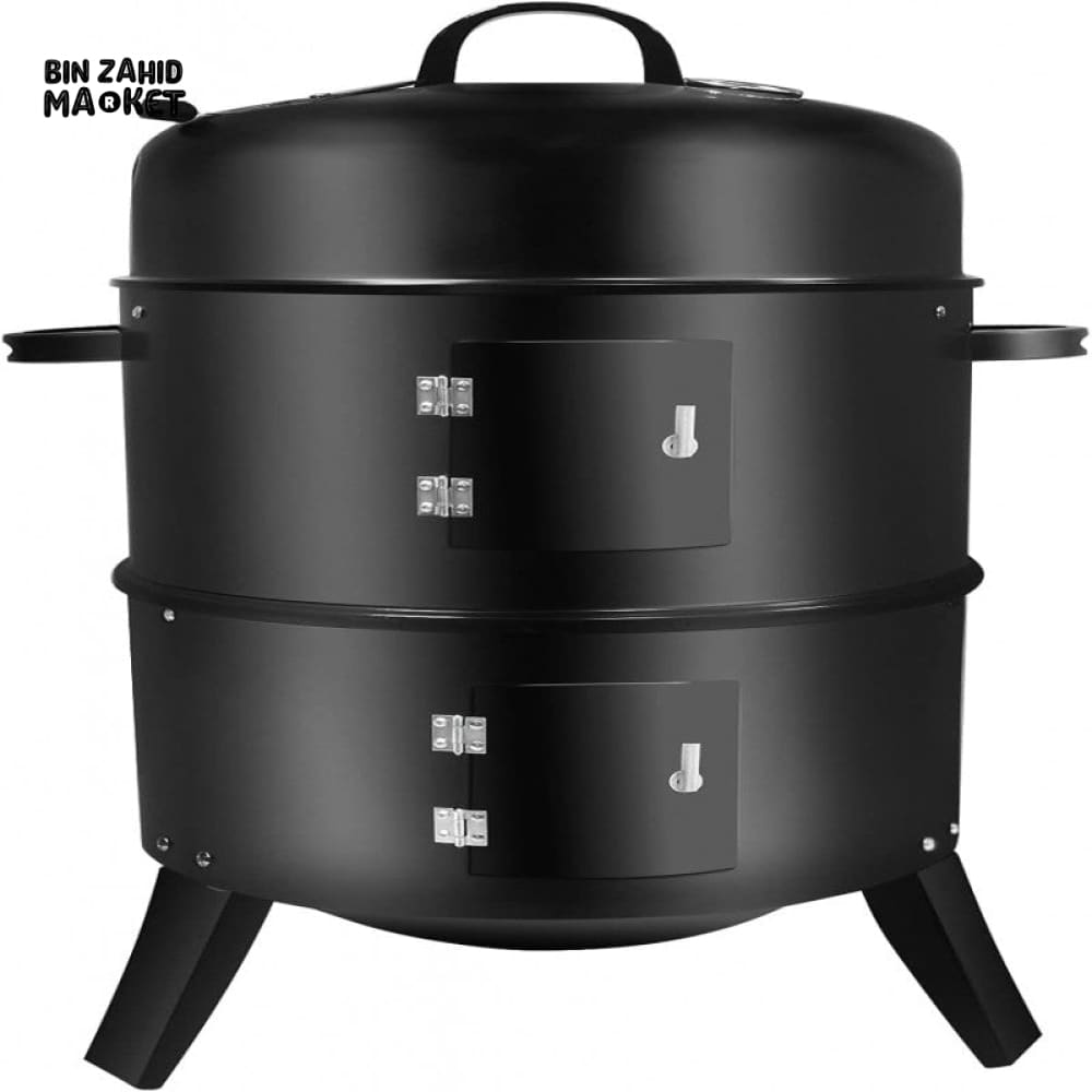 3-IN-1 VERTICAL CHARCOAL SMOKER BBQ GRILL 16 INCH SEPARABLE COMBO