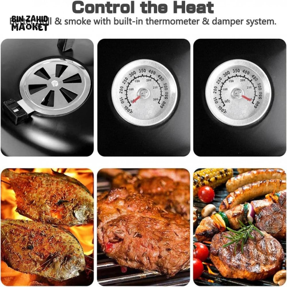 3-IN-1 VERTICAL CHARCOAL SMOKER BBQ GRILL 16 INCH SEPARABLE COMBO