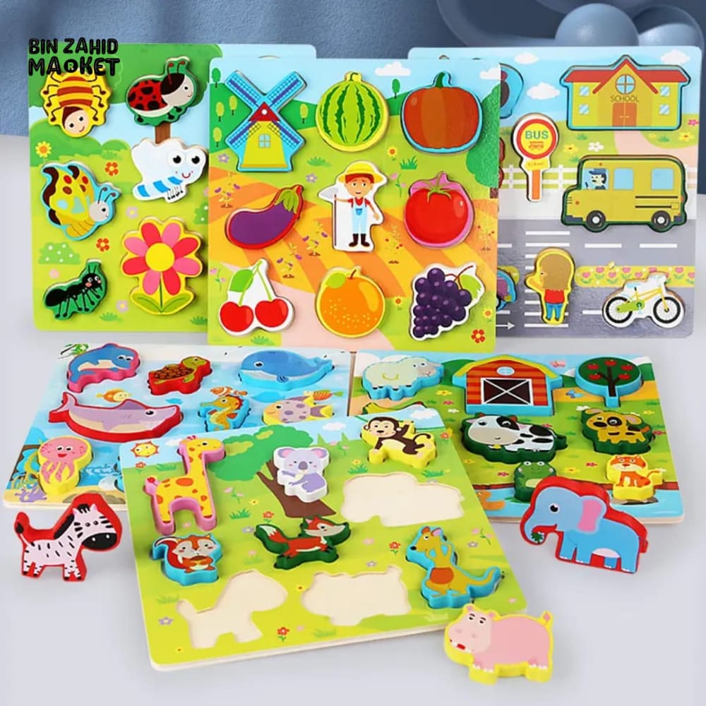 3 IN 1 WOODEN ANIMAL VEHICLE STRINGING TOY – MAGNETIC MATCHING & SHAPE BOARD