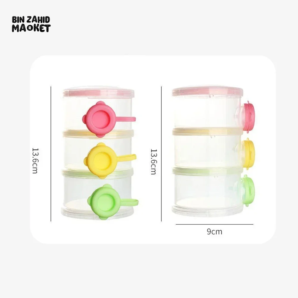 3-LAYER 360ML BPA-FREE BABY MILK POWDER BOX SIDE OPEN FOOD STORAGE CONTAINER