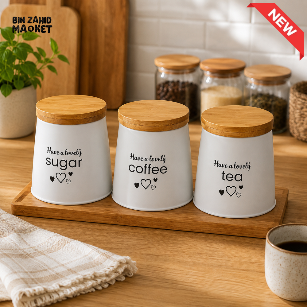 3 PCS KITCHEN STORAGE CANISTER SET - WHITE