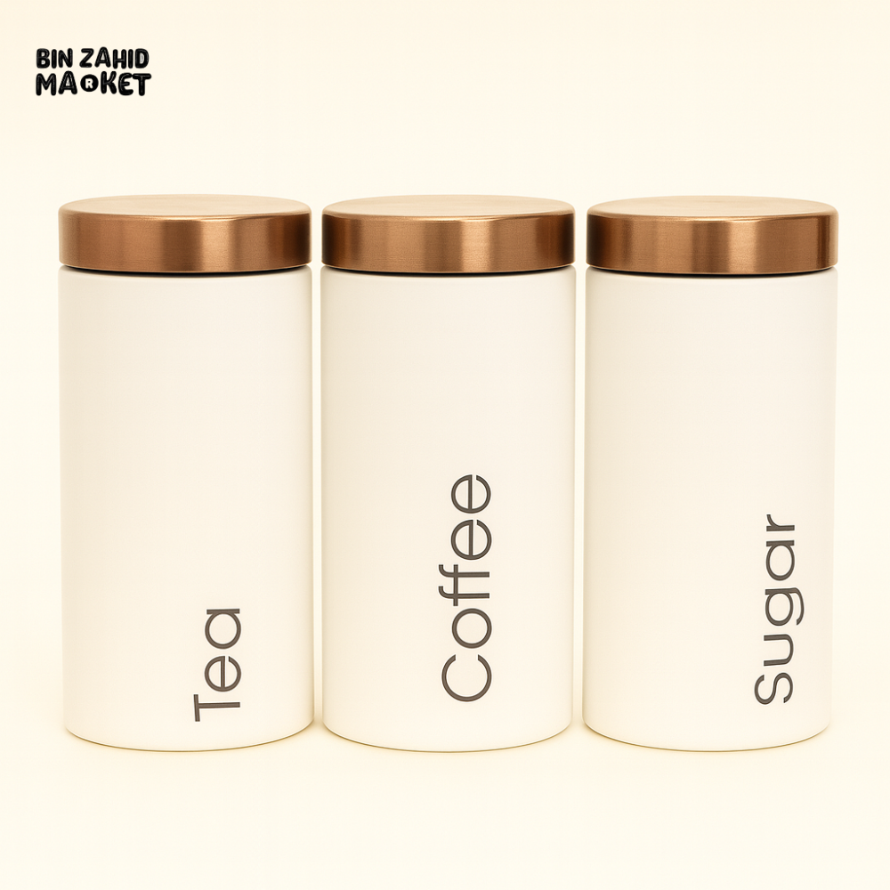 3 Pcs Matte White Metal Kitchen Storage Canisters