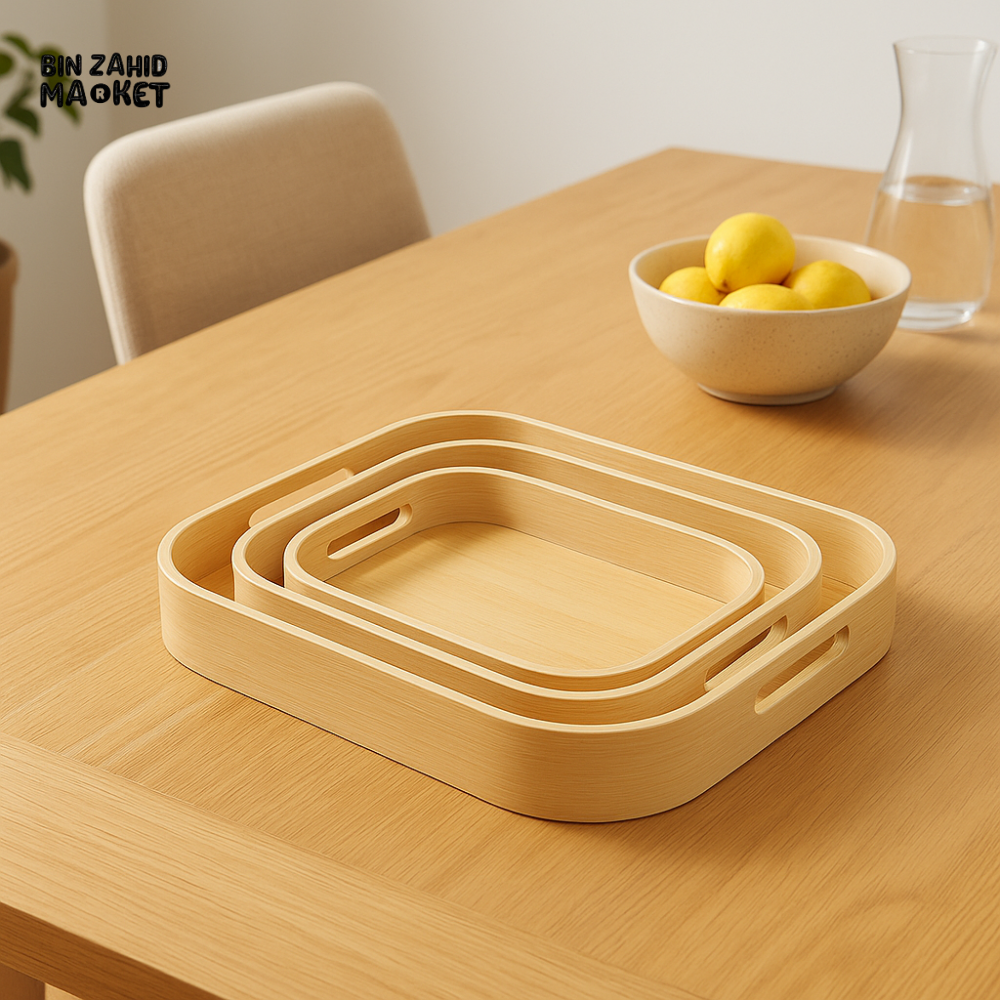 3-Piece Bamboo Serving Tray Set