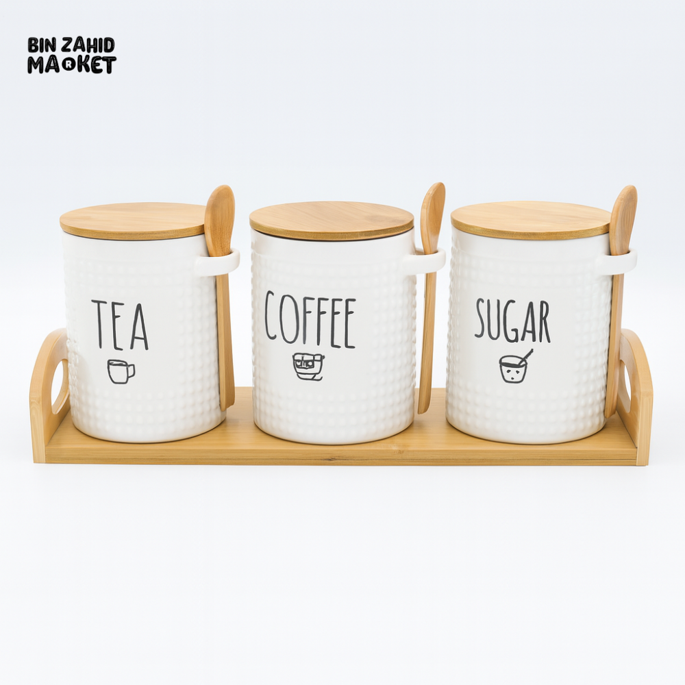 3-Piece Ceramic Jar Set With Spoon