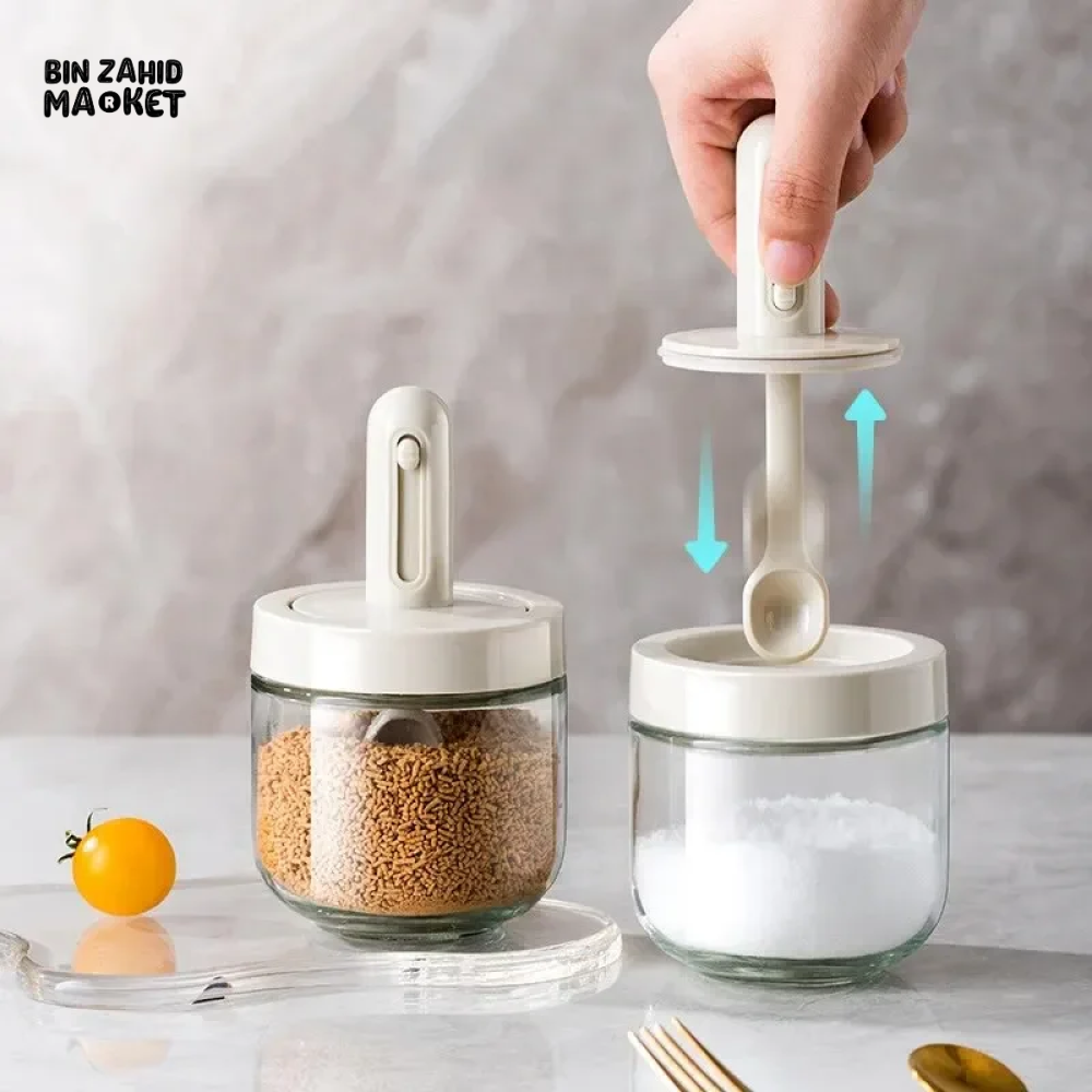 3 PIECE GLASS SEASONING BOTTLES WITH SPOON LEAK-PROOF MOISTURE-PROOF