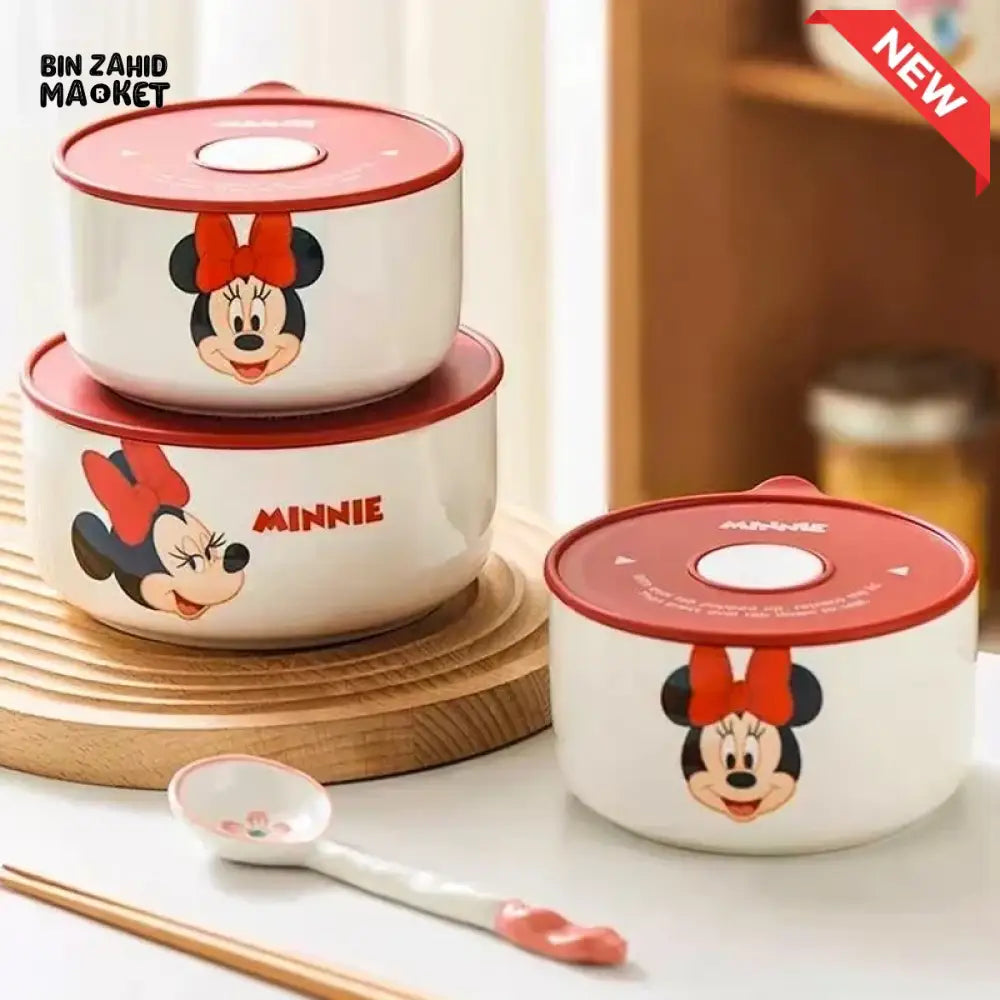 3-PIECE MINNIE MOUSE ROUND FOOD STORAGE CONTAINER SET WITH LIDS
