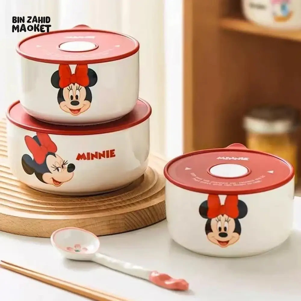 3-PIECE MINNIE MOUSE ROUND FOOD STORAGE CONTAINER SET WITH LIDS