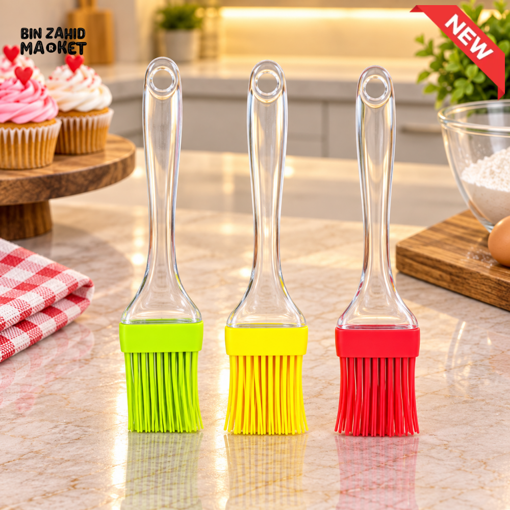 3-PIECE SILICONE PASTRY BRUSH SET WITH TRANSPARENT HANDLES