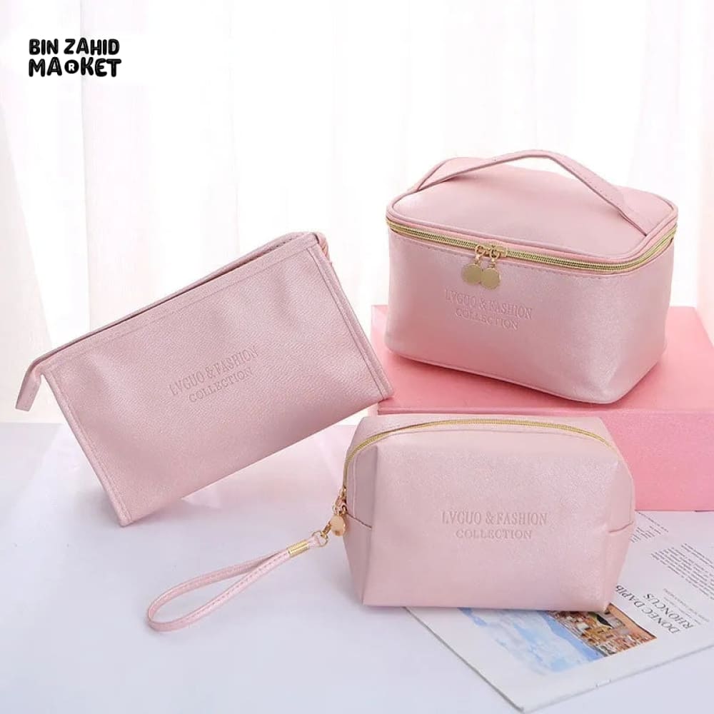 3 PIECES PU TRAVEL COSMETIC BAG