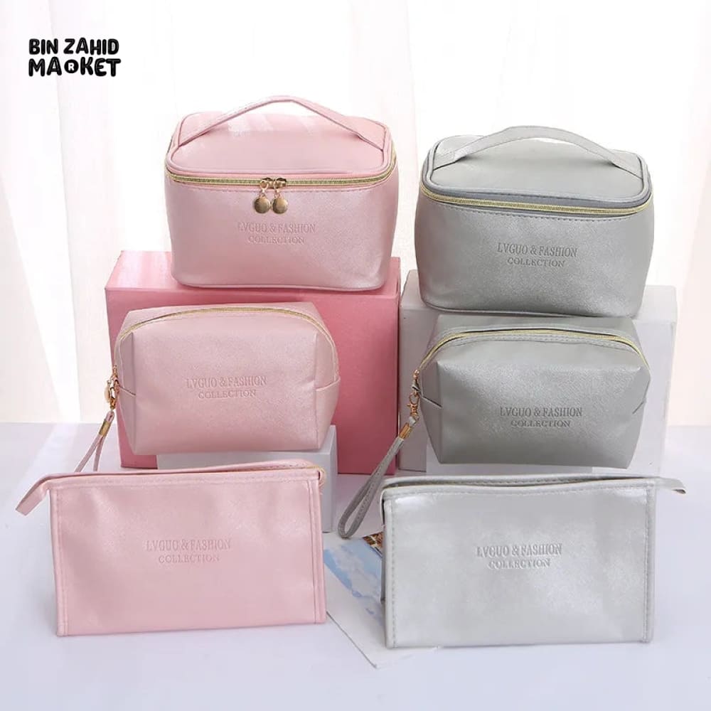3 PIECES PU TRAVEL COSMETIC BAG