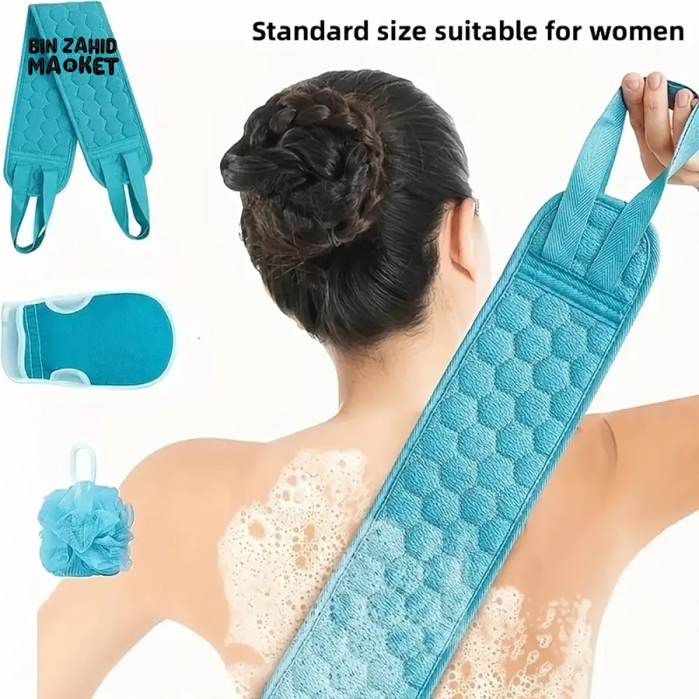 3 PIECES SET – BATH SCRUB BACK BELT BODY WASH TOWEL & SPA GLOVE FOR FULL BODY CLEANSE