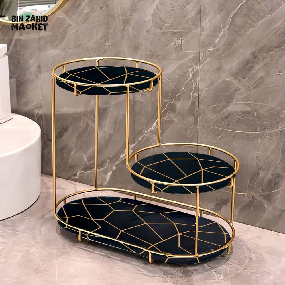 3-TIER GOLDEN VANITY STAND Black