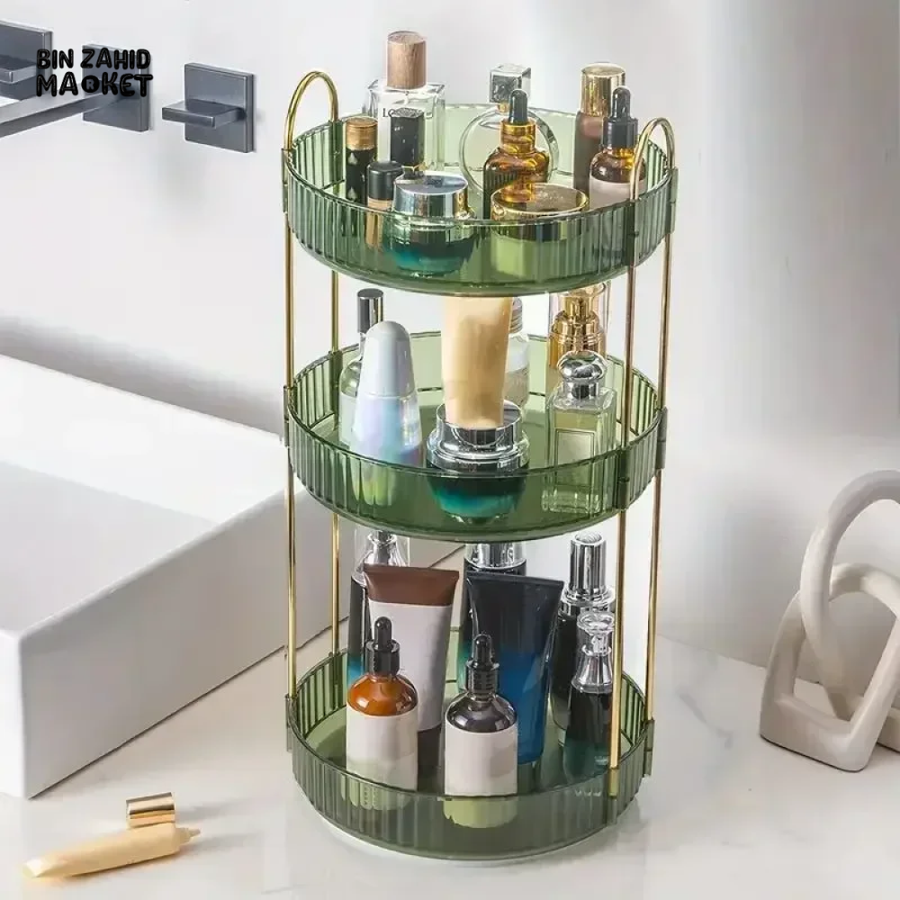 3-TIER MAKEUP ORGANIZER STAND MULTIFUNCTIONAL COSMETIC & SKINCARE STORAGE RACK FOR VANITY OR BATHROOM