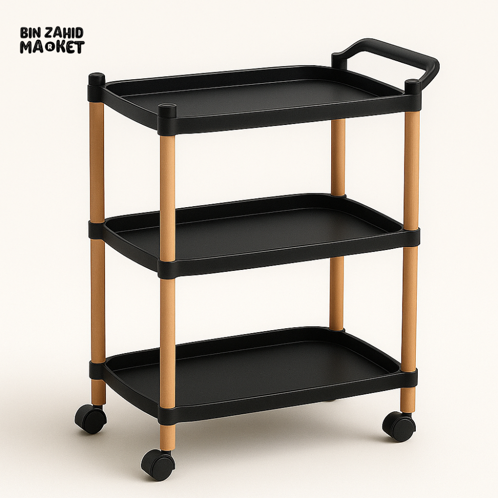 3-Tier Rolling Organizer Cart - Black