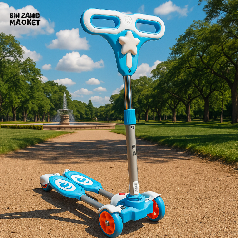 3-WHEEL KIDS SCOOTER BLUE FOLDABLE TODDLER RIDE-ON FOR OUTDOOR FUN