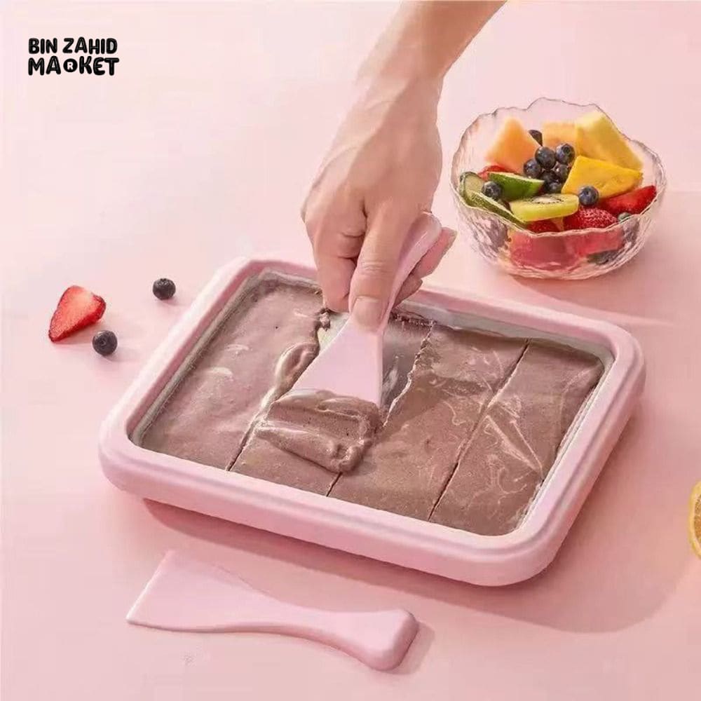 304 STAINLESS STEEL ICE CREAM ROLL MACHINE WITH SCOOP – RECTANGULAR DEEPENED COLD PLATE SORBET MAKER FOR HOME