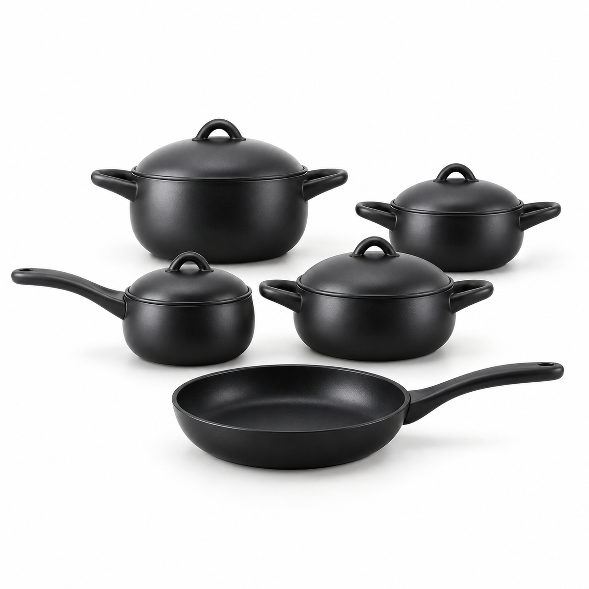 Ucclife Aluminum Non Stick Cookware Set 9 Piece - Black