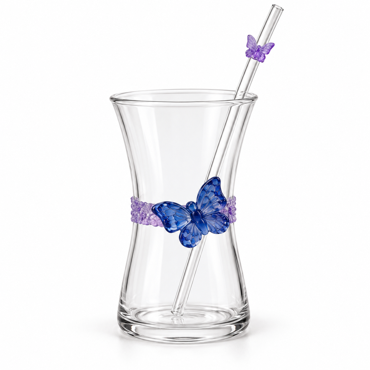Glasslux Butterfly Glass With Straw - 400 ml