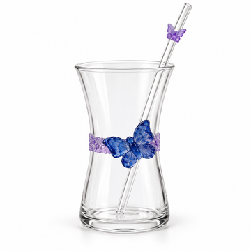 Glasslux Butterfly Glass With Straw - 400 ml