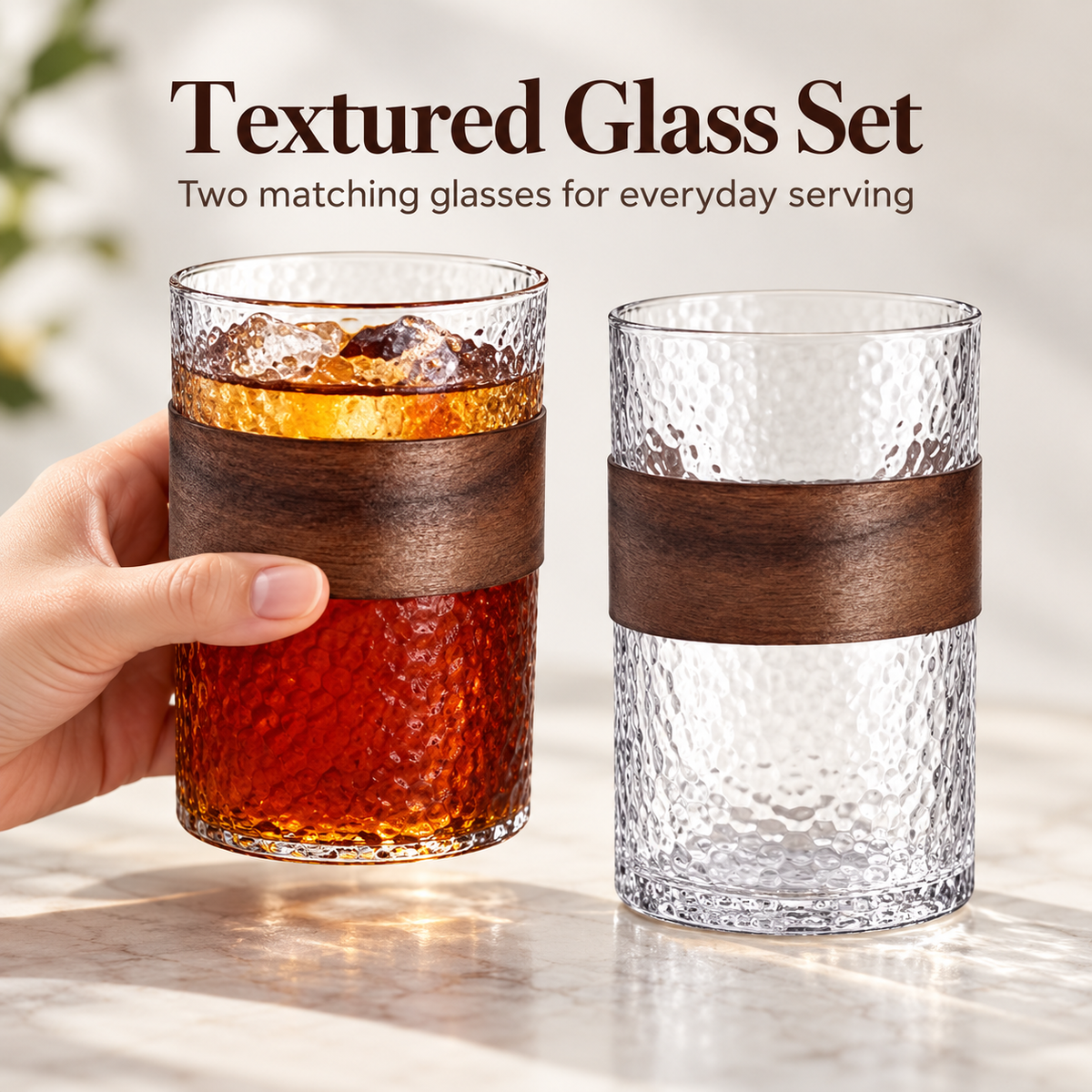 Danny Home 2 Piece Textured Glass Set - 310 ml
