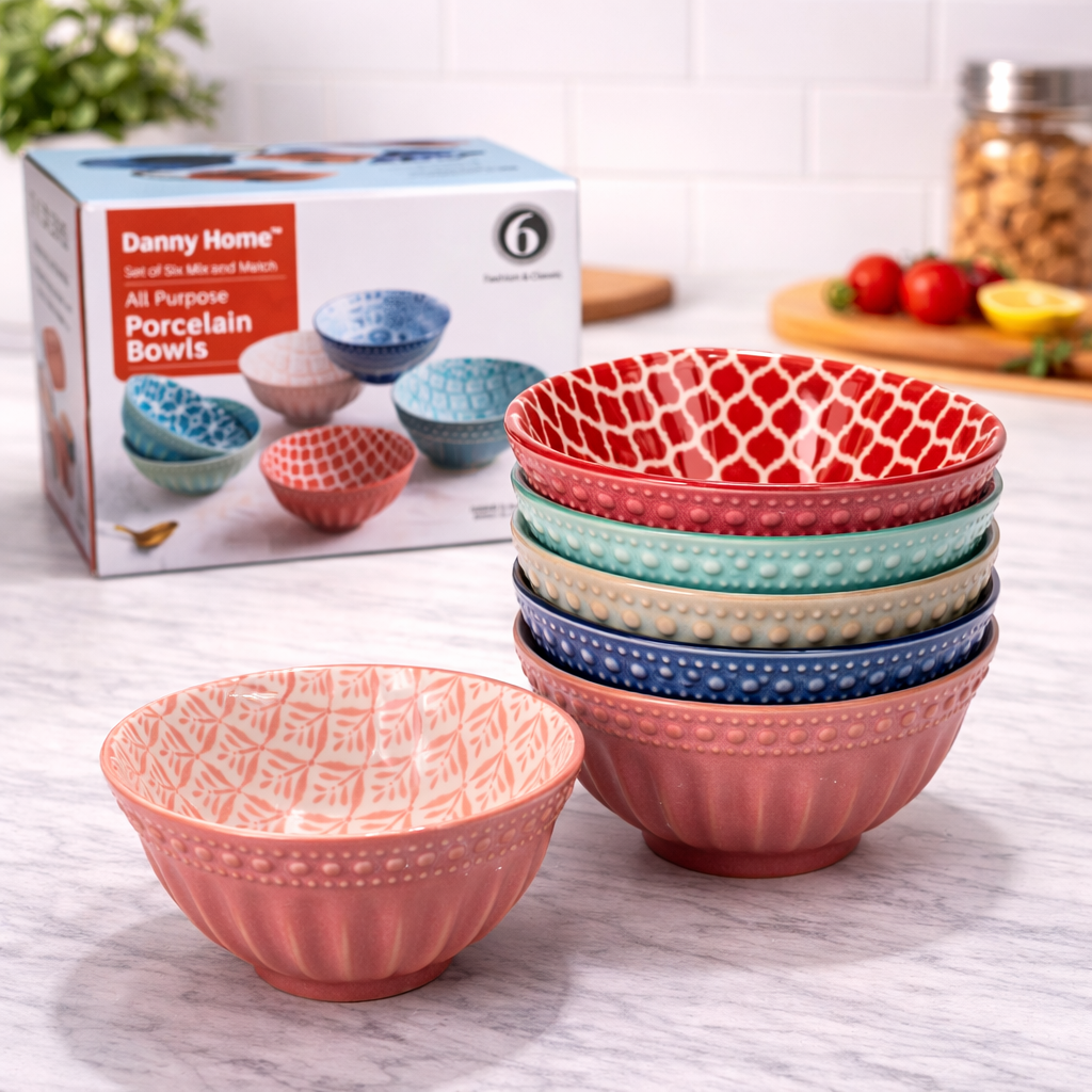 DANNY HOME 6 PIECE PORCELAIN BOWL SET 6 INCH -60FGW