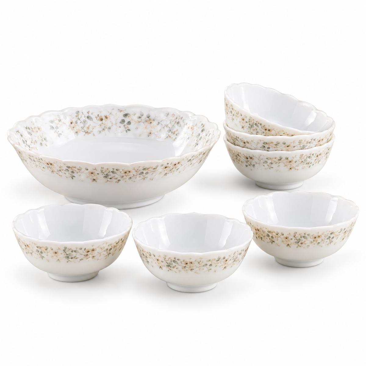 Danny Home 7-Piece Floral Serving bowl set