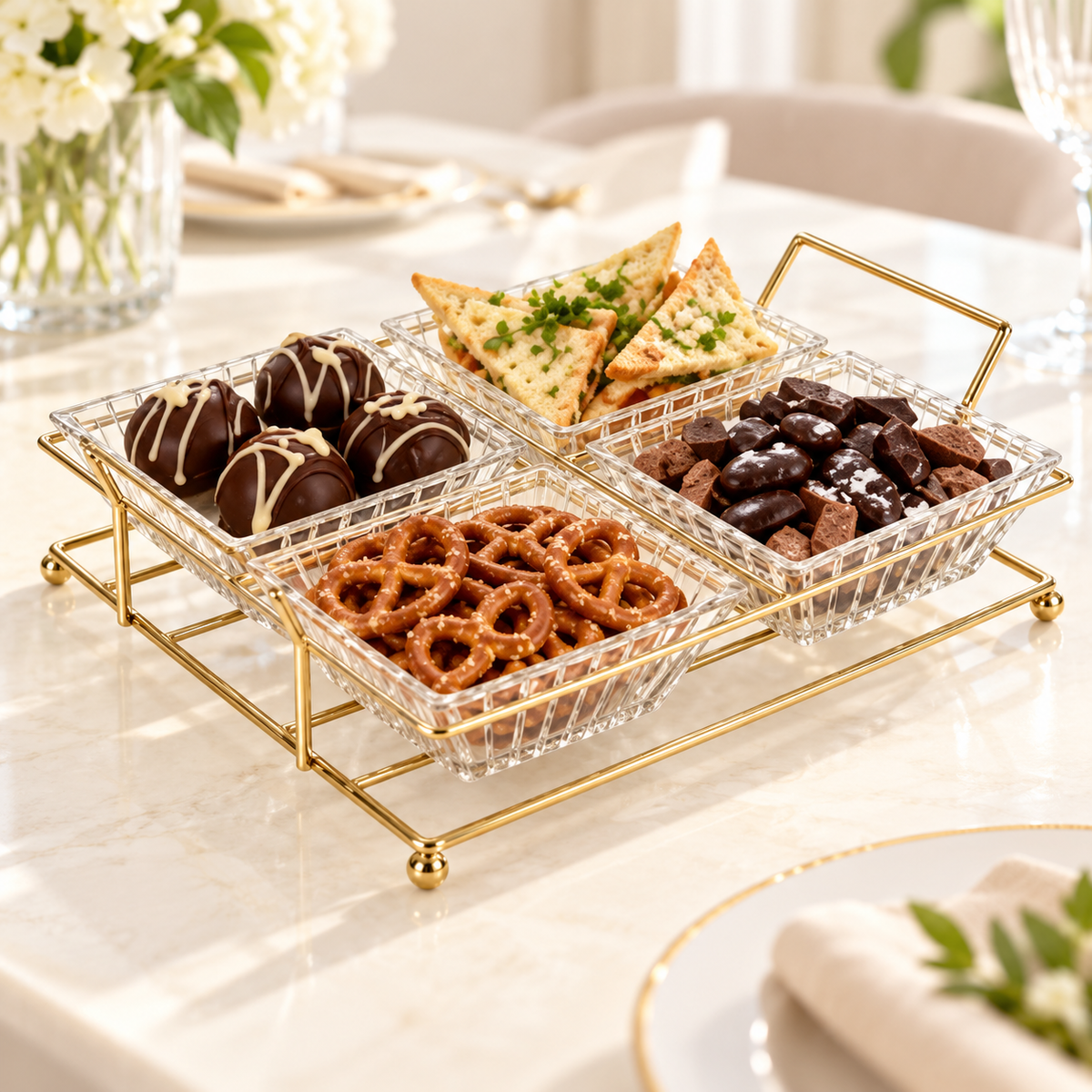 Danny Home Square Serving Bowls With Stand - 250 ml