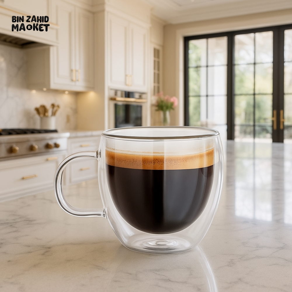 350ML DOUBLE WALL GLASS COFFEE MUG – PREMIUM ESPRESSO CUP FOR LUXURY KITCHENS