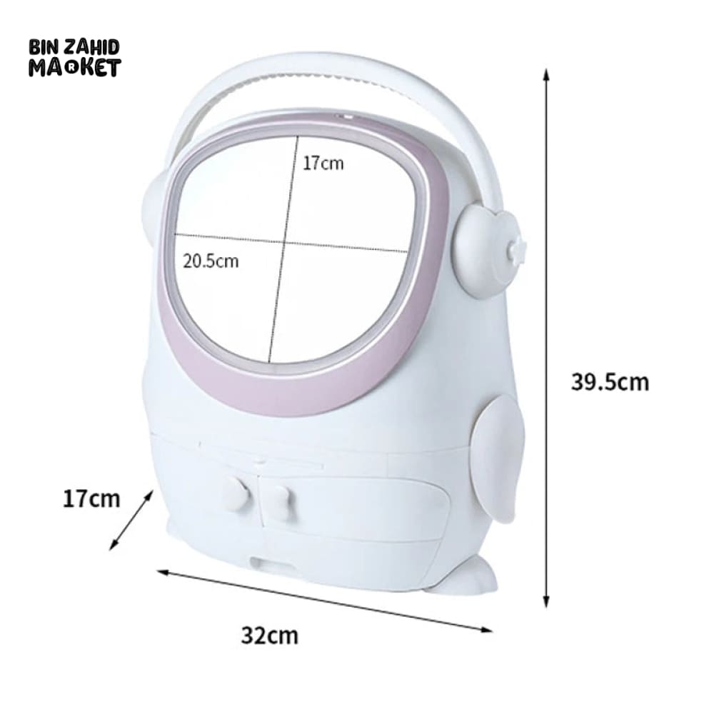 DESKTOP COSMETIC STORAGE BOX WITH LED MIRROR