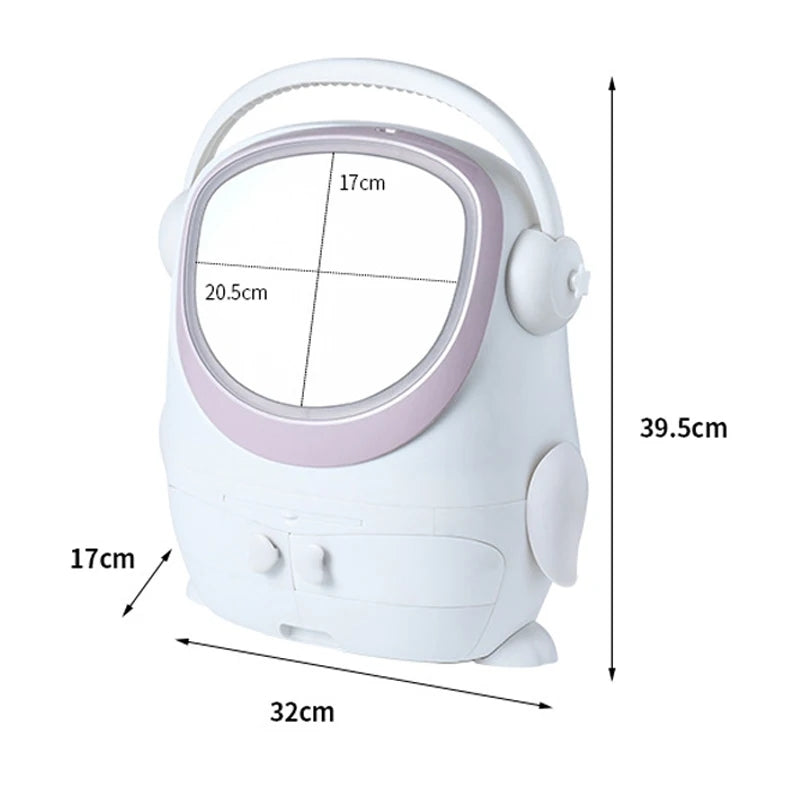 DESKTOP COSMETIC STORAGE BOX WITH LED MIRROR