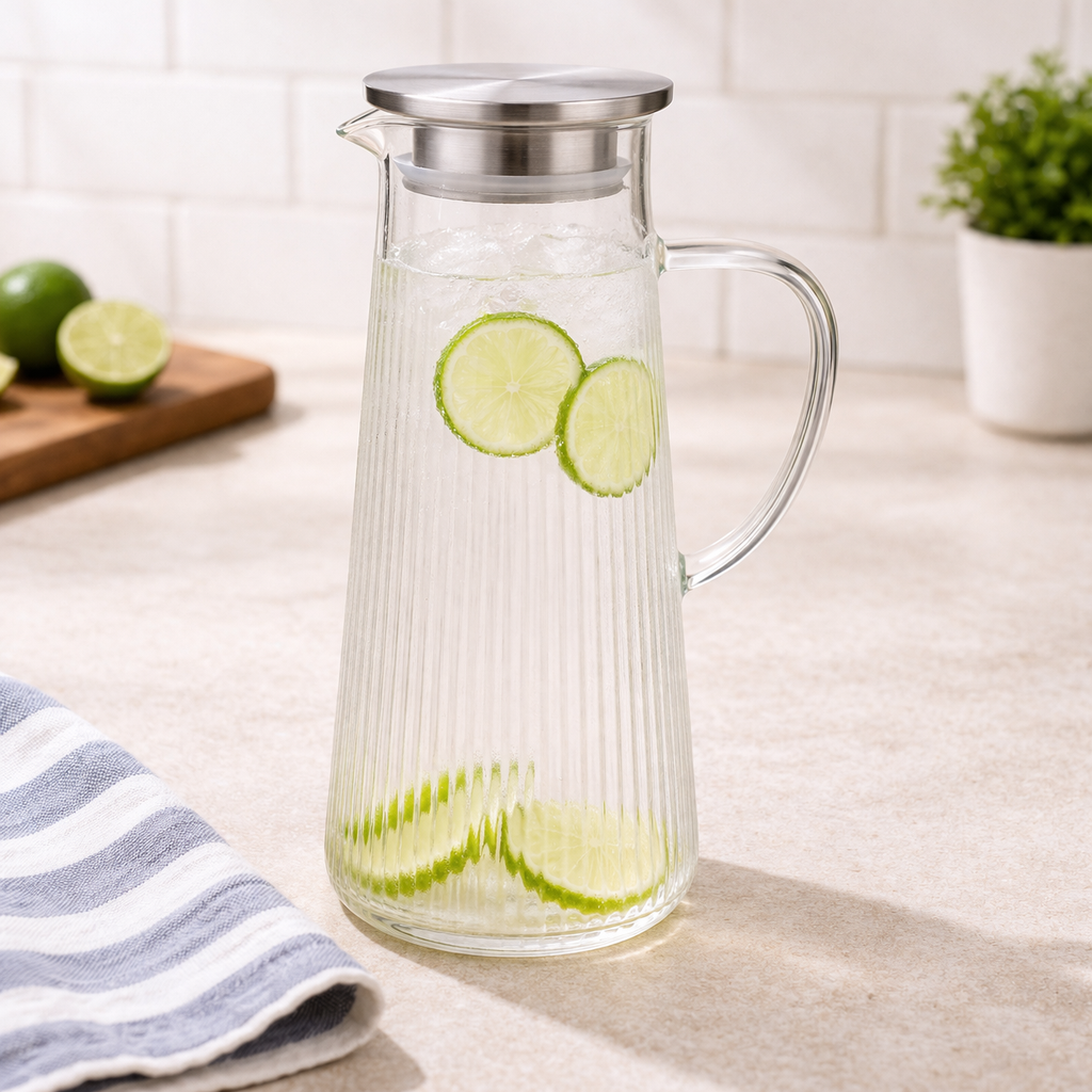 DANNY HOME GLASS WATER JUG WITH LID 1130ML -XF02-05