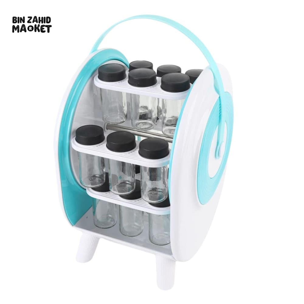 360° REVOLVING SPICE RACK ORGANIZER – 18 GLASS JAR KITCHEN STORAGE CAROUSEL