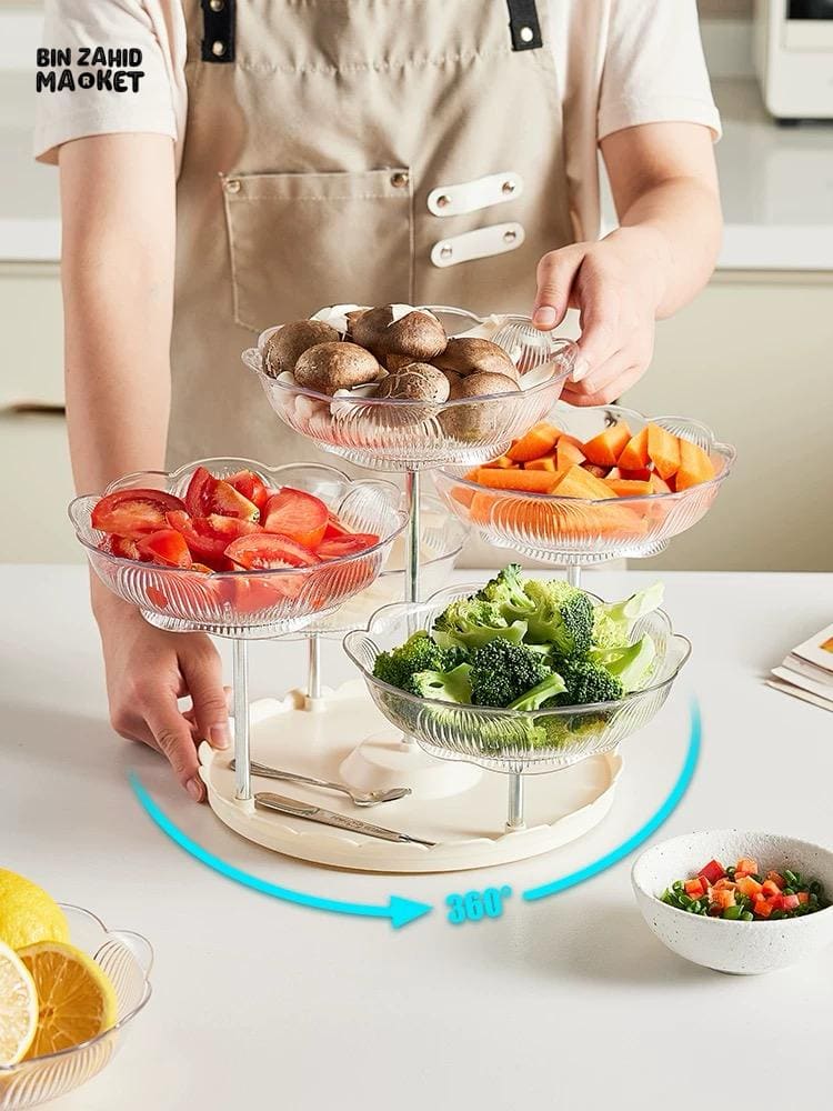 360° ROTATABLE LUXURY FRUIT PLATE – TEA TABLE SNACK & CANDY TRAY ELEGANT FRONT DESK DISPLAY