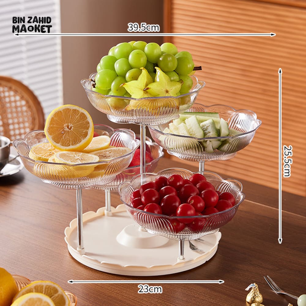 360° ROTATABLE LUXURY FRUIT PLATE – TEA TABLE SNACK & CANDY TRAY ELEGANT FRONT DESK DISPLAY