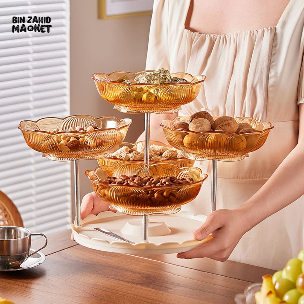 360° ROTATABLE LUXURY FRUIT PLATE – TEA TABLE SNACK & CANDY TRAY ELEGANT FRONT DESK DISPLAY