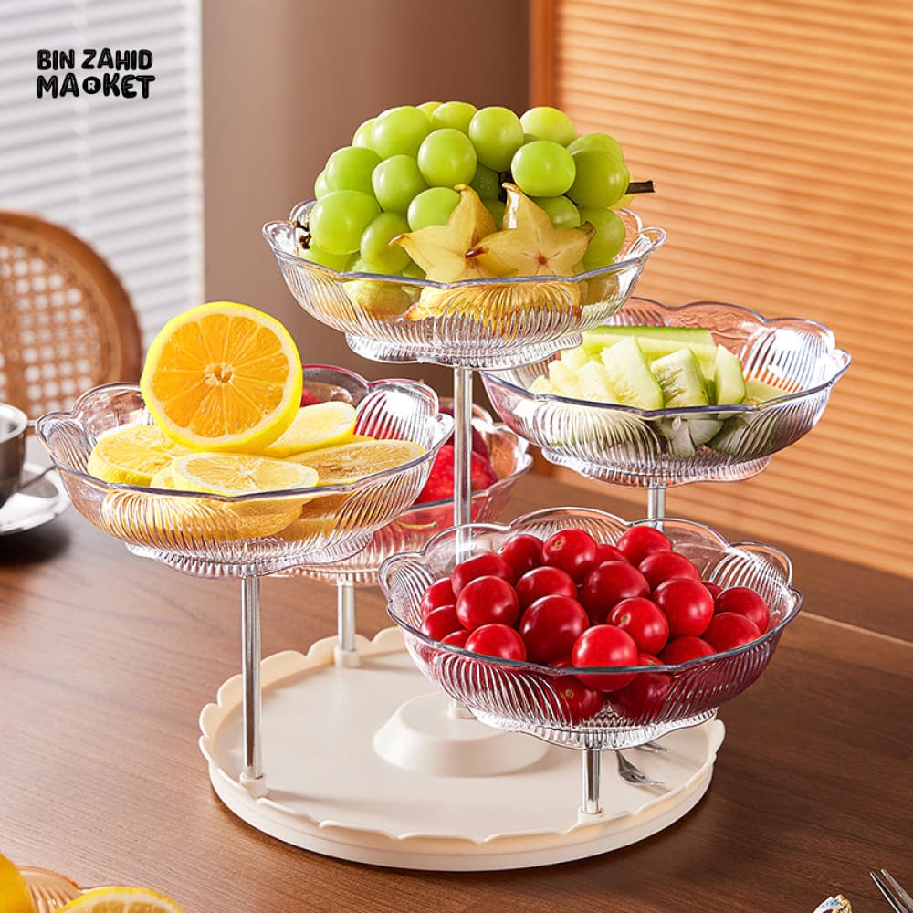 360° ROTATABLE LUXURY FRUIT PLATE – TEA TABLE SNACK & CANDY TRAY ELEGANT FRONT DESK DISPLAY
