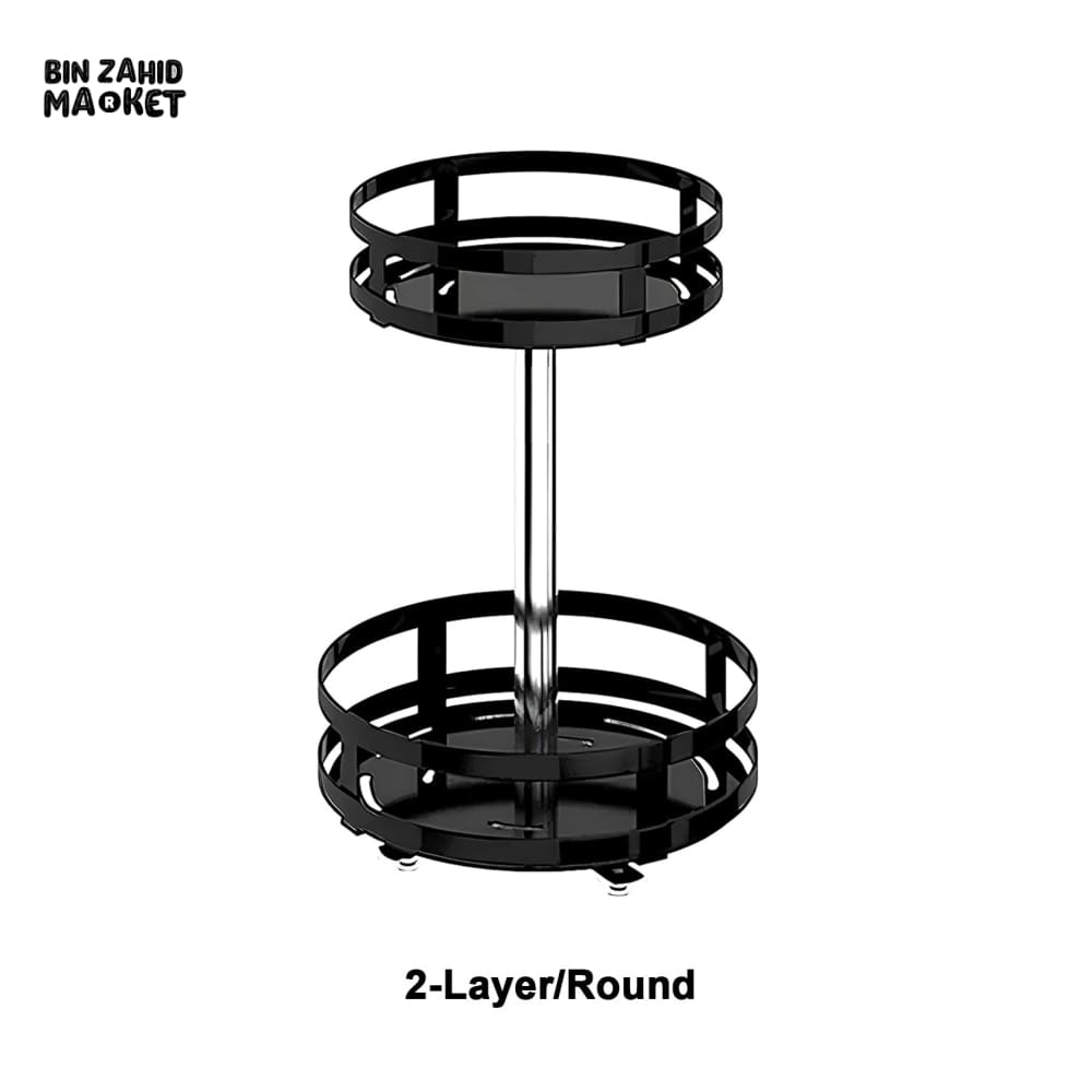 360° ROTATABLE METAL STORAGE ORGANIZER 2 Layers Round