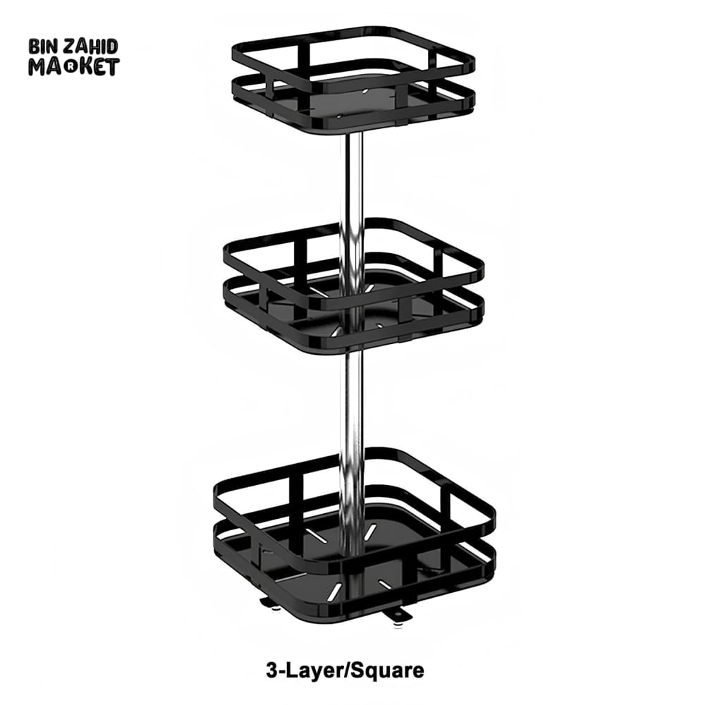 360° ROTATABLE METAL STORAGE ORGANIZER 3 Layers Square