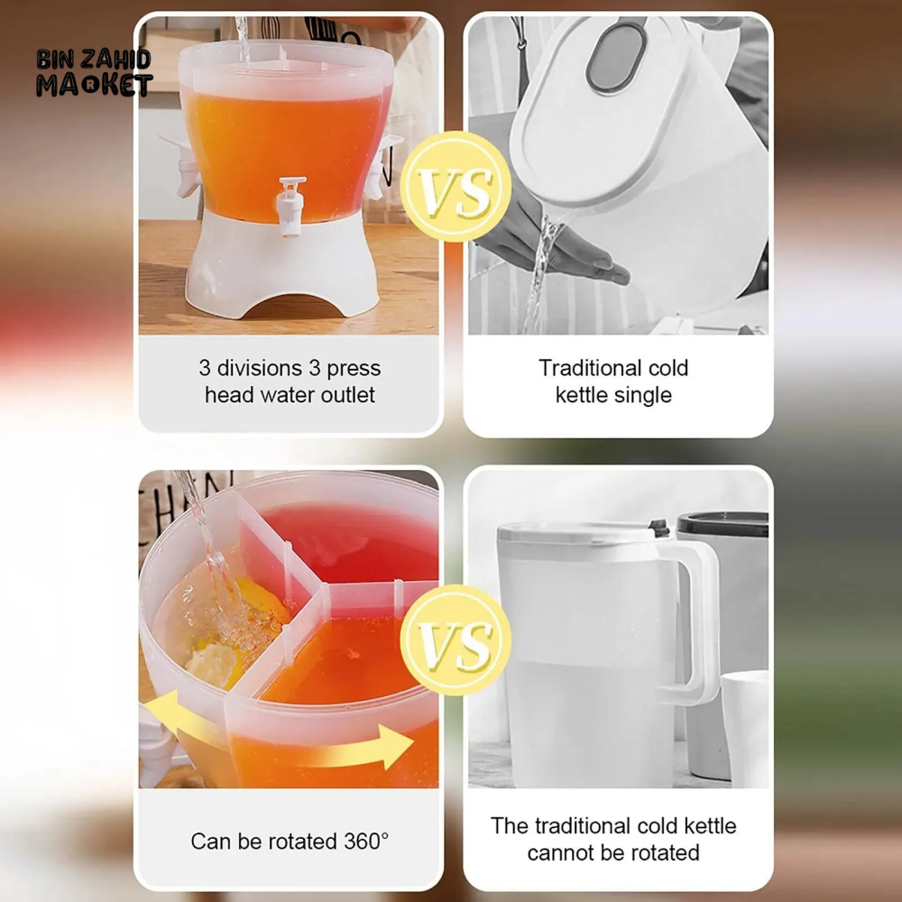360° ROTATING 3-COMPARTMENT BEVERAGE DISPENSER WITH SPIGOTS