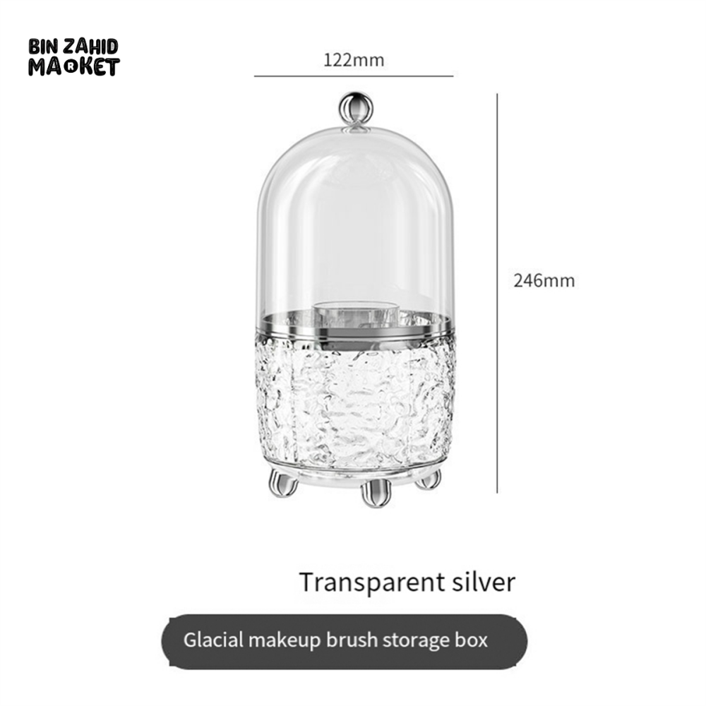 360° ROTATING ACRYLIC MAKEUP BRUSH HOLDER WITH 6 SLOTS – VANITY COUNTERTOP ORGANIZER